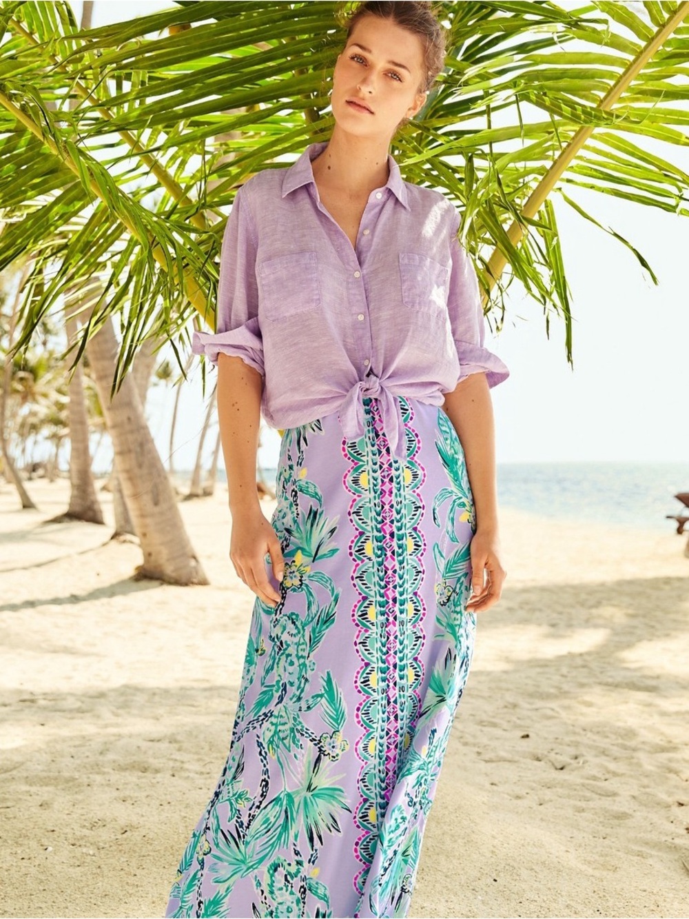 Lilly Pulitzer Med Suri Maxi Skirt Light Lilac Verbena It’s Impawsible Eng Skirt
